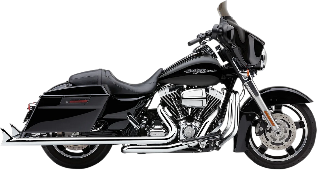Cobra Dual Speedster Exhaust - Chrome - Fishtail - '10-'16 Dresser 6974 - Side View