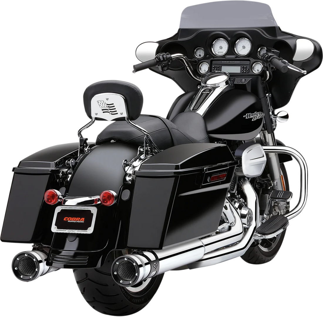 Cobra Race Pro Mufflers for '95-'16 Bagger - Chrome 6218 - Installation View