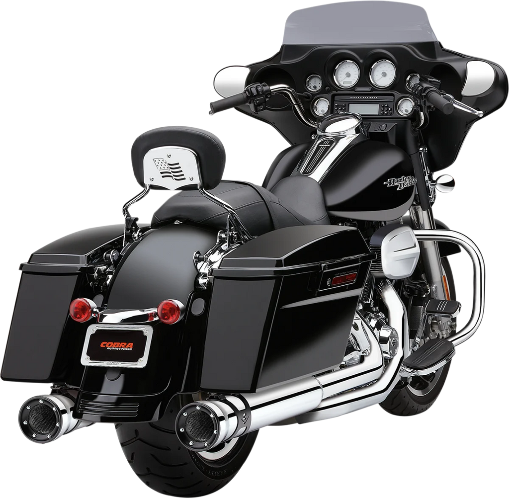 Cobra Race Pro Mufflers for '95-'16 Bagger - Chrome 6218 - Installation View