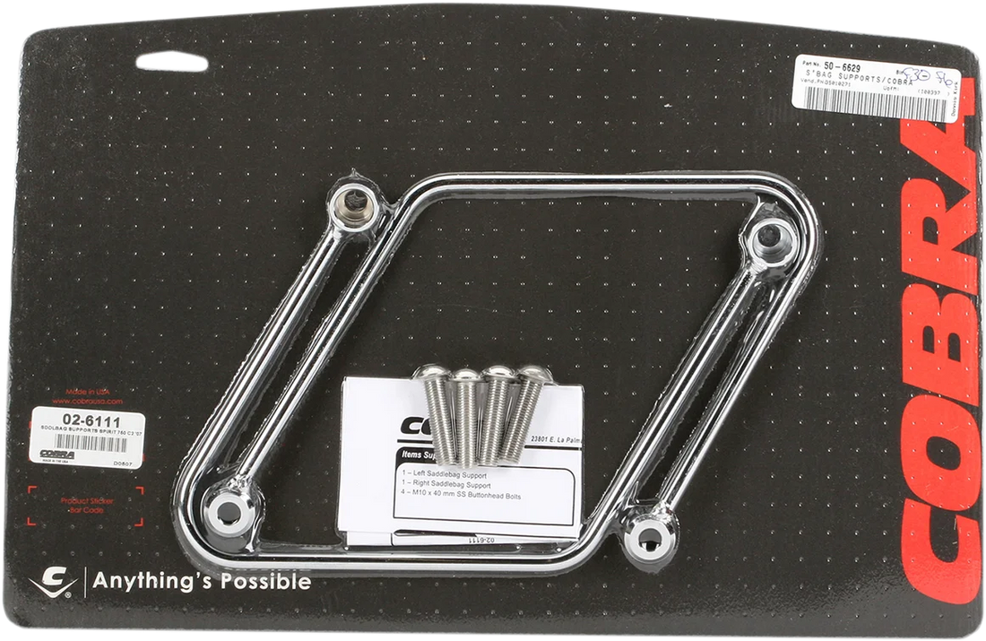 Cobra Saddlebag Supports - Chrome - Honda VT 02-6111 - Side View