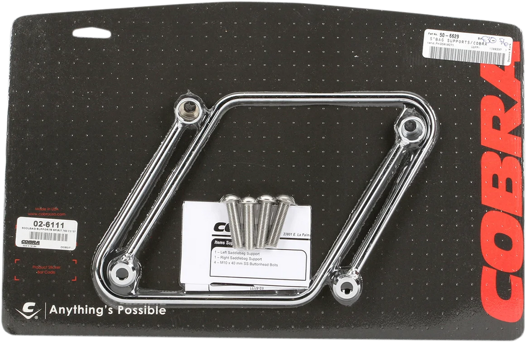 Cobra Saddlebag Supports - Chrome - Honda VT 02-6111 - Side View
