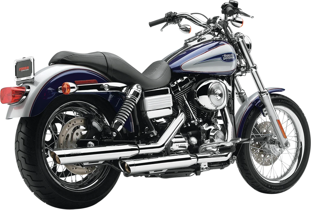 Cobra Slashcut Mufflers - Chrome - '95-'17 FXD 6005 - Side View
