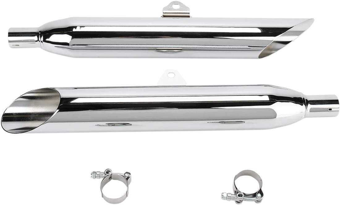 Cobra Slashcut Mufflers - Chrome fits Honda VTX1300 - Side View