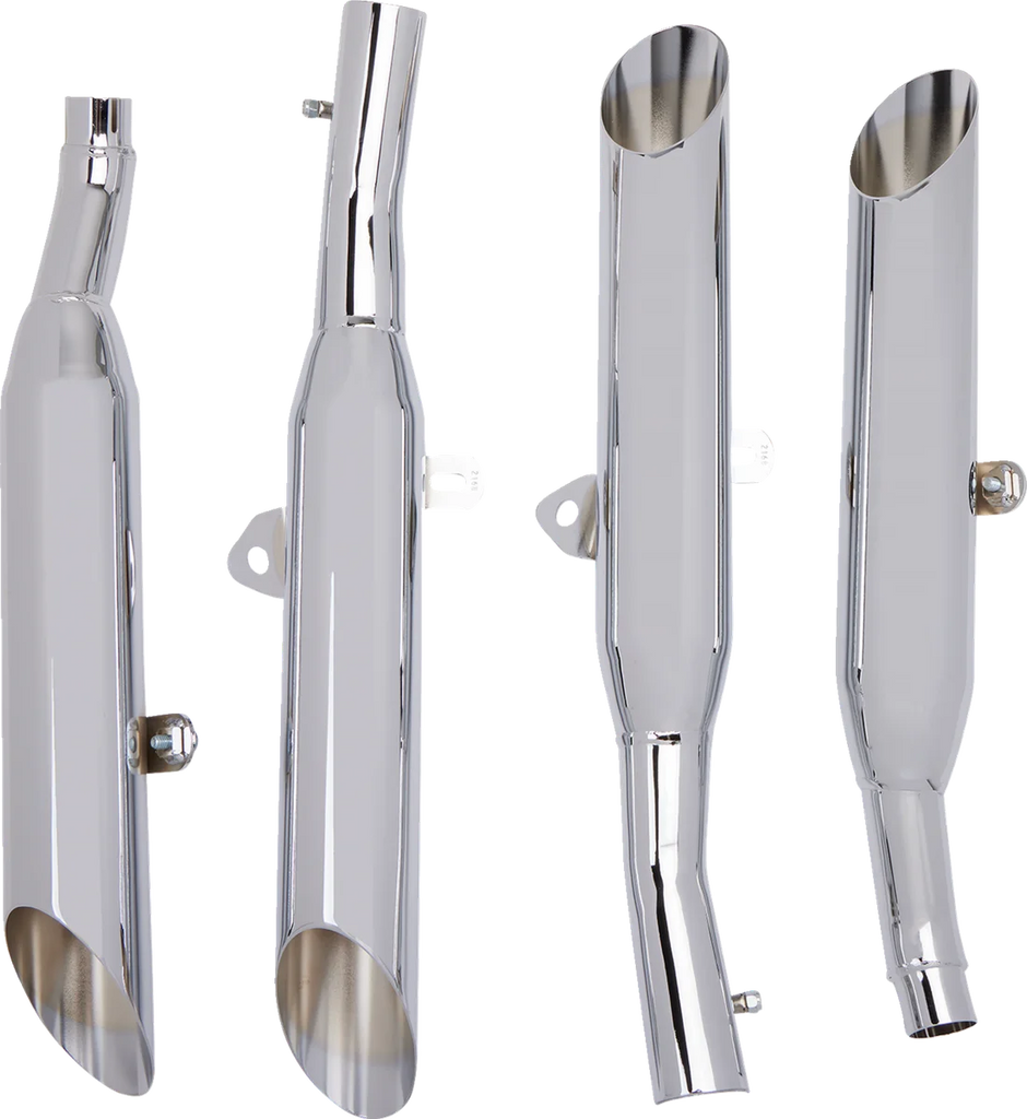 Cobra Slashcut Mufflers - Chrome fits Yamaha VMAX - Side View