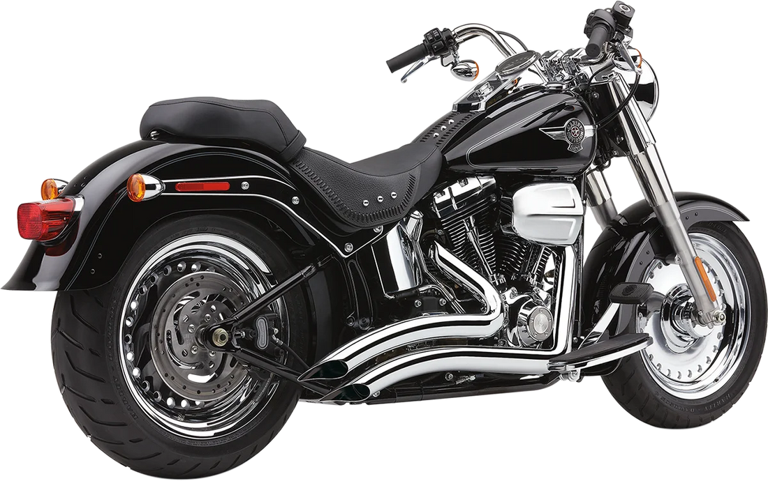 Cobra Speedster Swept Short Exhaust - Chrome - '12-'17 Softail 6225 - Side View