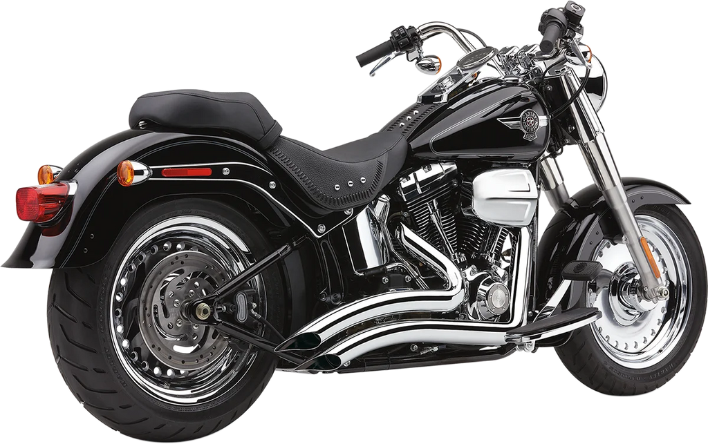 Cobra Speedster Swept Short Exhaust - Chrome - '12-'17 Softail 6225 - Side View