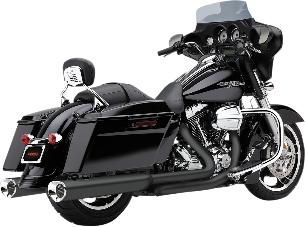 Cobra Tri Flo Mufflers for '95-'16 Bagger - Black 6212RB - Main Product View