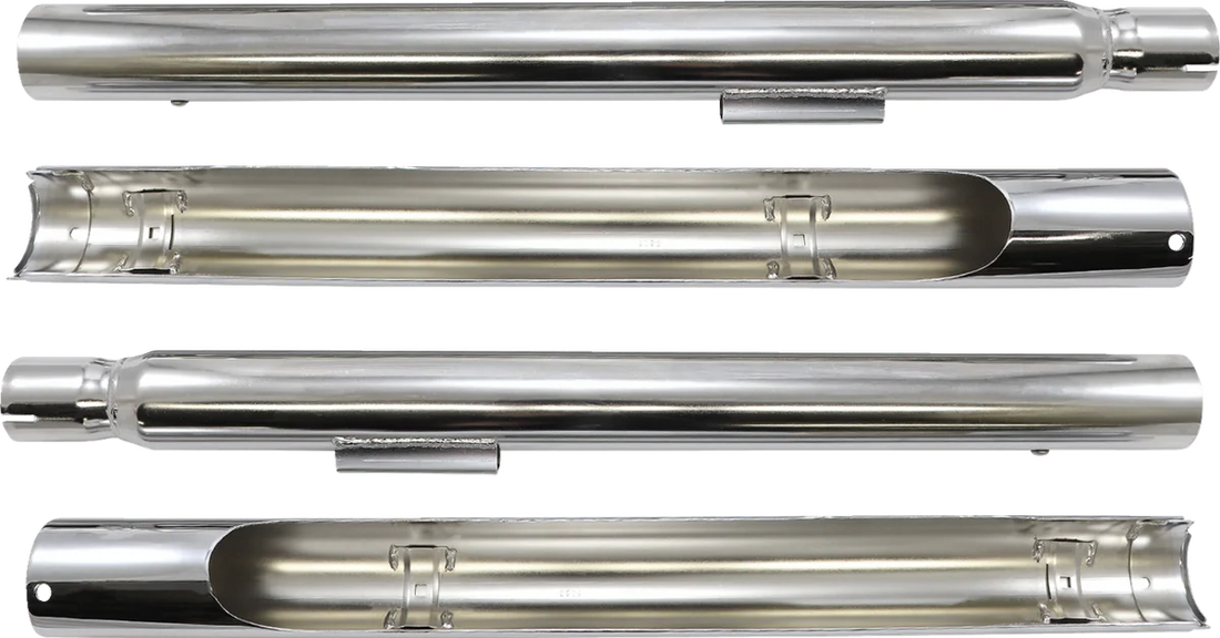 Cobra True Dual Exhaust - Billet Tip - '97-'06 Softail 6984 - Back View