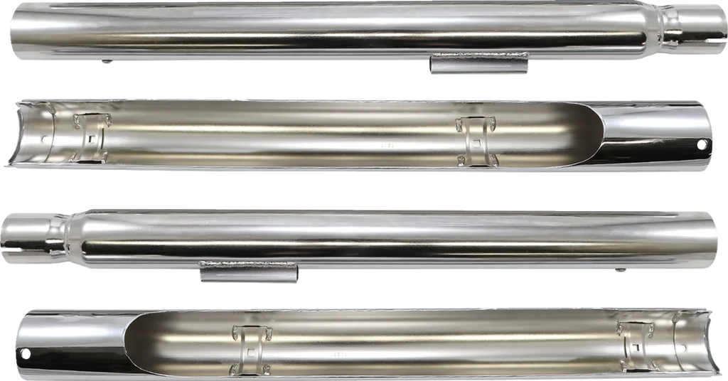 Cobra True Dual Exhaust - Billet Tip - '97-'06 Softail 6984 - Back View