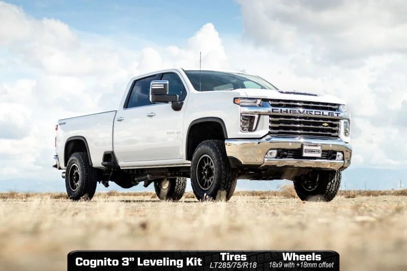 Cognito 20-24 Chevy Silv/Sierra 2500/3500HD 2WD/4WD 3in Elite Lvlng Kit w/ Fox 2.5 Elite Perf Series - Side View