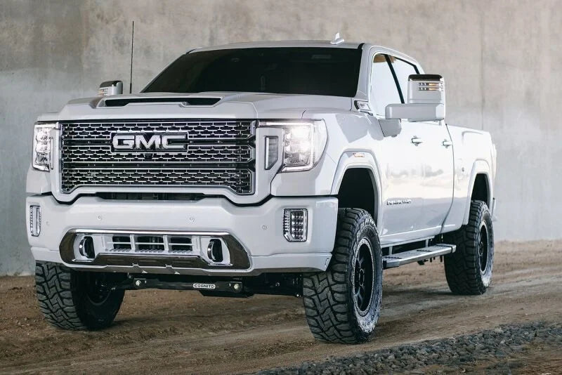 Cognito 20-24 Chevy/GMC Silv/Sierra 2500/3500 HD 2WD/4WD 4in Perf Lift Kit w/ Fox PSRR 2.0 Shocks - Back View