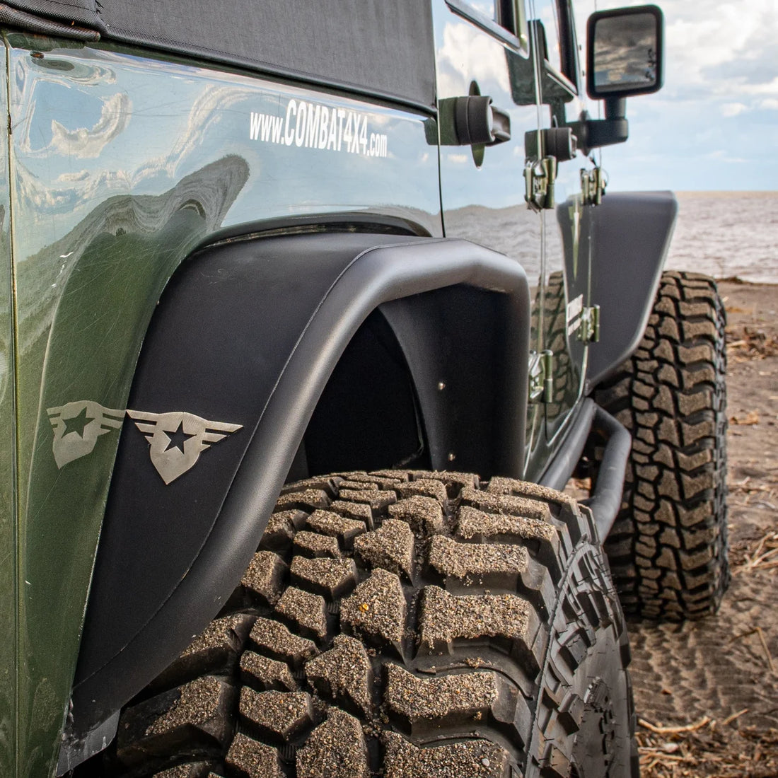 Combat Off Road Jeep JK/JKU Black Aluminum Fenders - Rear Pair 15-1079 - Installation View