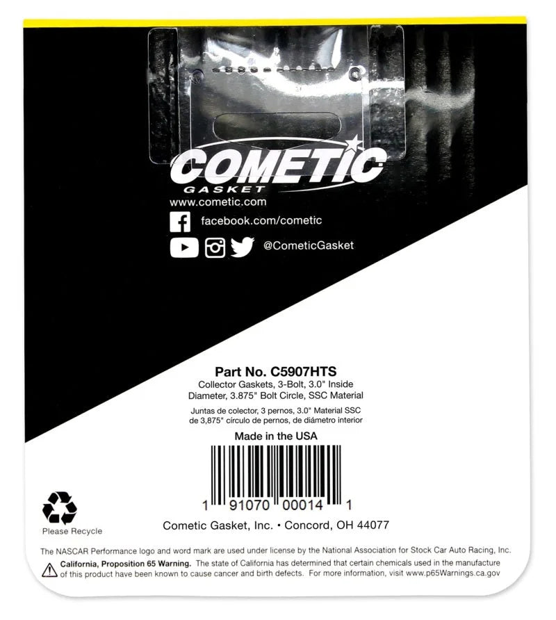 Cometic 3.0in HTS Header Collector Gasket Set - .060in DIA Port/3.875 Bolt Circle - Installation View