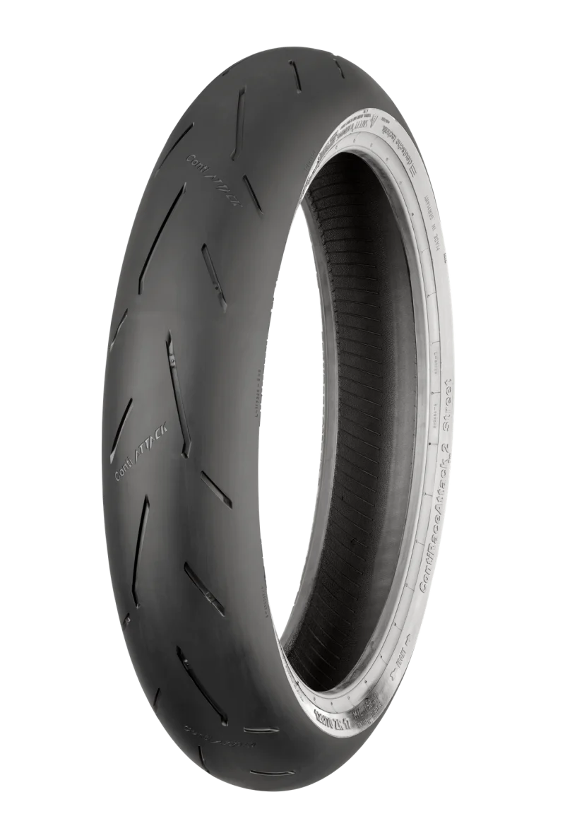 Continental ContiRaceAttack 2 Street - 120/70 ZR 17 M/C (58W) TL Front - Side View