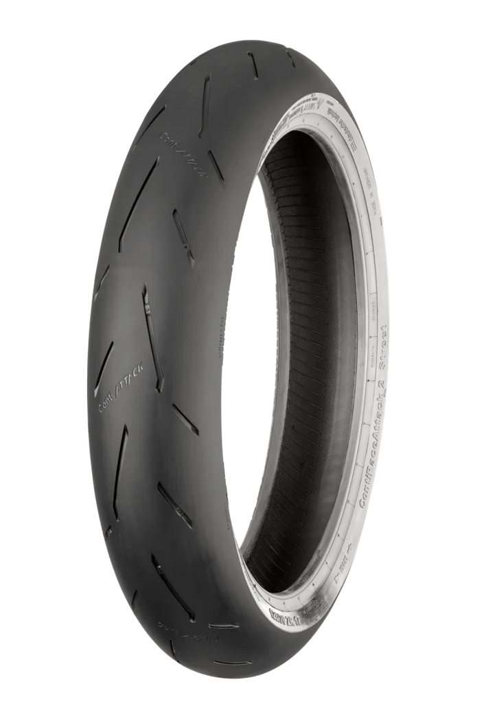 Continental ContiRaceAttack 2 Street - 120/70 ZR 17 M/C (58W) TL Front - Side View