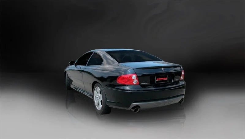 Corsa 05-06 Pontiac GTO 6L V8 2.5in Sport Cat-Back Exhaust + XPipe w/Dual Exit Single 4in BlackTips - Side View