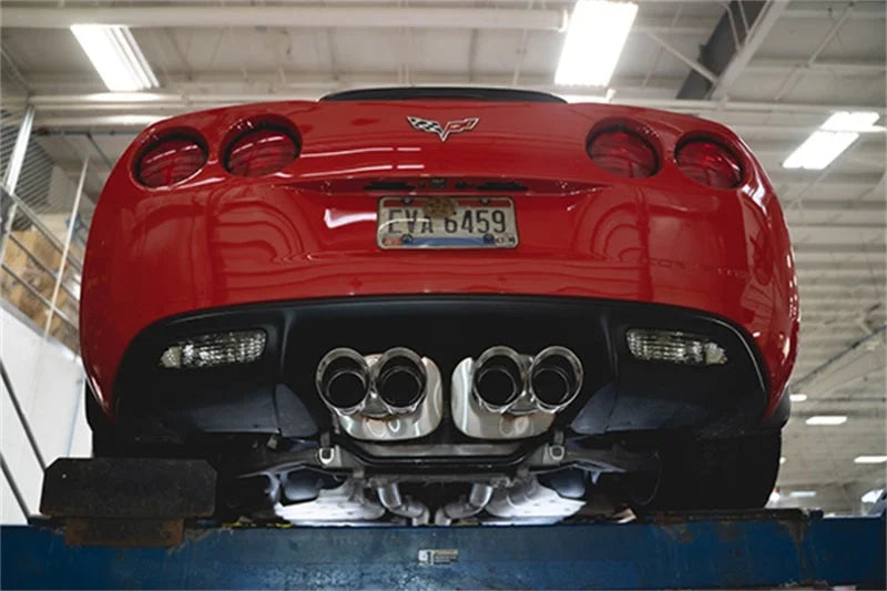 Corsa 06-13 Chevy Corvette C6 Z06 7.0L / 09-13 ZR1 6.2L Polished AxleBack Exhaust w/4.5in Twin Tips - Back View