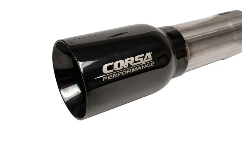 Corsa 07-18 Jeep Wrangler JKU 3.6L/3.8L 2.75in Sport Cat-Back Exhaust w/ 4in American Flag BlacTips - Back View