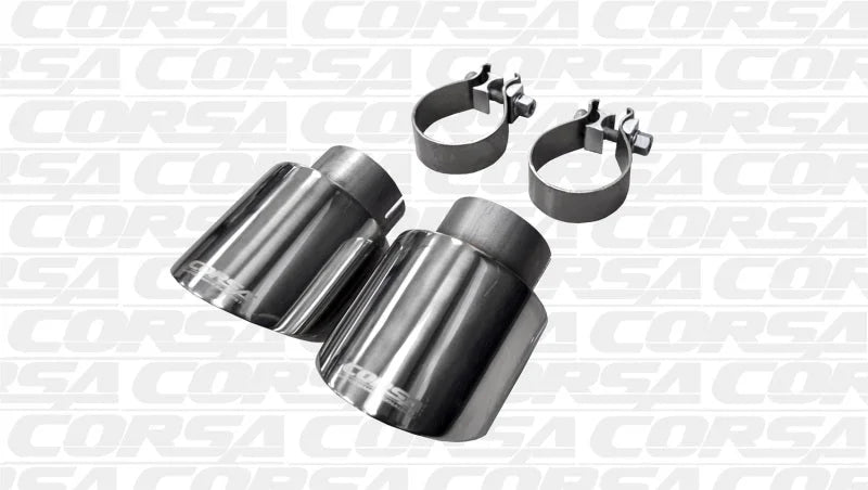 Corsa 10-14 Volkswagen R Mk6 Polished Two 4.0in Polished Pro-Series Tips - Side View
