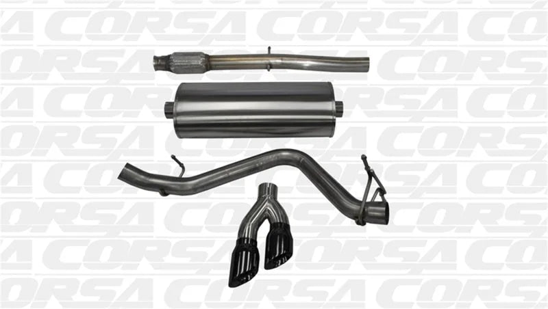 Corsa 14-19 GMC Sierra/Chevy Silv 1500 Crew Cab/Std. Bed 5.3L V8 Black Sport Single Side CB Exhaust - Main Product View