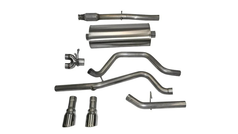 Corsa 14-19 GMC Sierra/Chevy Silv 1500 Crew Cab/Std. Bed 5.3L V8 Polished Sport Dual Rear CB Exhaust - Main Product View