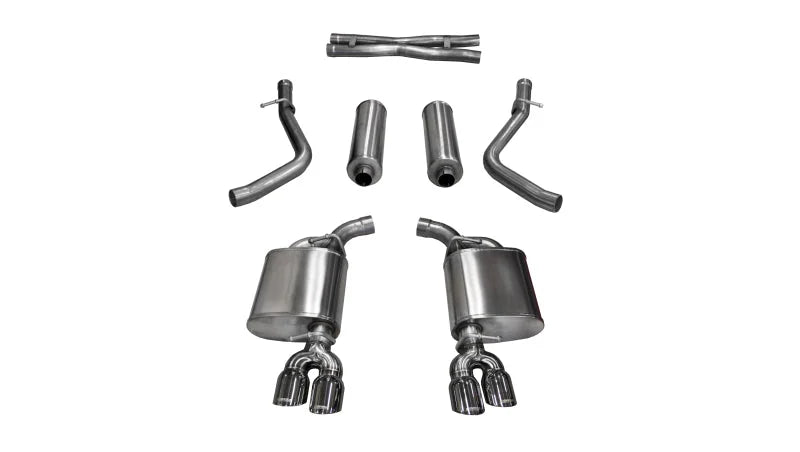 Corsa 15-16 Dodge Challenger Xtreme Cat-Back Dual Rear Exit with Twin 3.5in Polished Pro-Series Tips - Main Product View