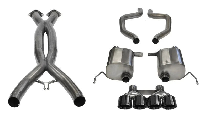 Corsa 15-19 Chevy Corvette Z06 3in Cat Back Exhaust Black Pro-Series Quad 4.5in Tip (Xtreme - Main Product View