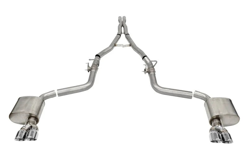 Corsa 15-23 Challenger SRT/Hellcat/Demon/Redeye 2.75in Valved CB DR Exit w/ Twin 3.5in Pol Pro Tips - Main Product View