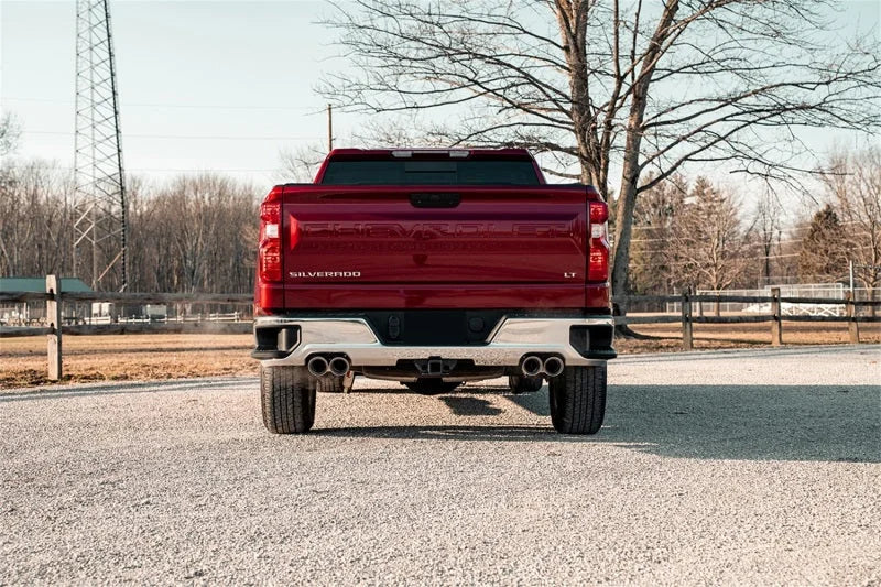 Corsa 19-23 Chevrolet Silverado 1500 Cat-Back Dual Rear Exit with Twin 4in Polished Pro-Series Tips - Side View