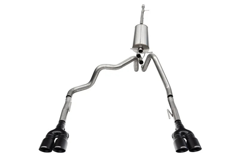 Corsa 19-25 GMC Sierra 1500 Cat-Back Dual Rear Exit with Twin 4in Black Powder Coat Pro-Series Tips - Main Product View