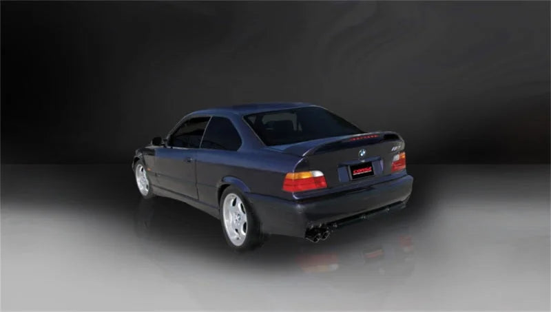 Corsa 1992-1999 BMW 325i/is Coupe E36 Black Sport Cat-Back Exhaust - Side View