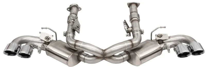 Corsa 20-25 Corvette C8 3in Valved Cat-Back 4.5in Pol Quad Tips Fits Factory Perf Exhaust DeletesAFM - Side View