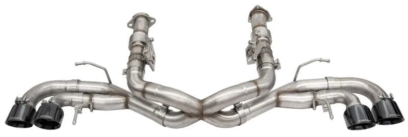 Corsa 20-25 Corvette C8 3in Xtreme Cat-Back Exhaust 4.5in Blk Quad Tips - Integrates stock AFM Valve - Side View
