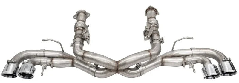 Corsa 20-25 Corvette C8 3in Xtreme Cat-Back Exhaust 4.5in Pol Quad Tips - Integrates stock AFM Valve - Side View