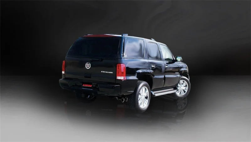 Corsa 2002-2006 Cat-Back Exhaust w/Black Twin 4in Tips 02-06 Cadillac Escalade 6.0L V8 - Side View
