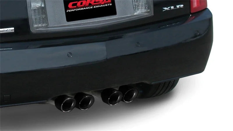 Corsa 2004-2008 Cadillac XLR 4.6L 25in Cat-Back Dual Rear w Twin 35in Black Pro-Series Tips - Side View