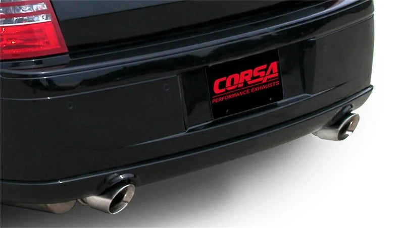 Corsa 2005-2010 Dodge Charger No Towing Hitch SRT-8 6.1L V8 Polished Xtreme Cat-Back Exhaust - Side View