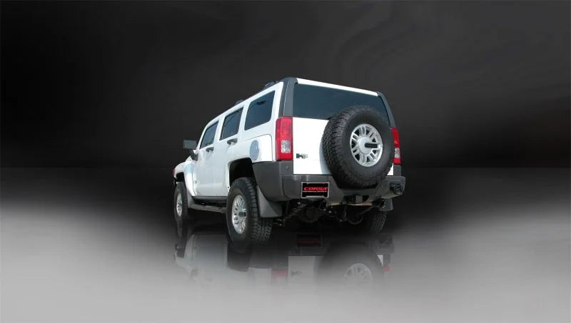 Corsa 2006-2008 Hummer H3 3in Cat-Back Dual Rear w Single 4in Black Pro-Series Tips - Side View
