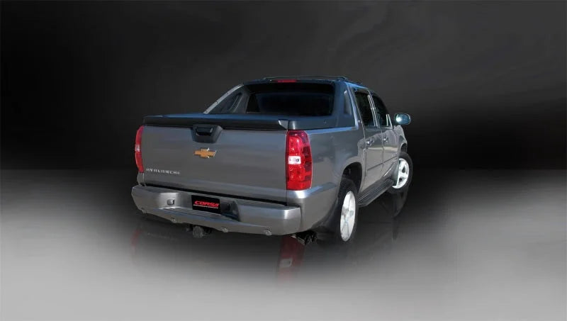 Corsa 2007-2009 Chevrolet Avalanche 6.0L V8 3in Cat-Back Single Side w Twin 4in Black Pro-SeriesTips - Side View