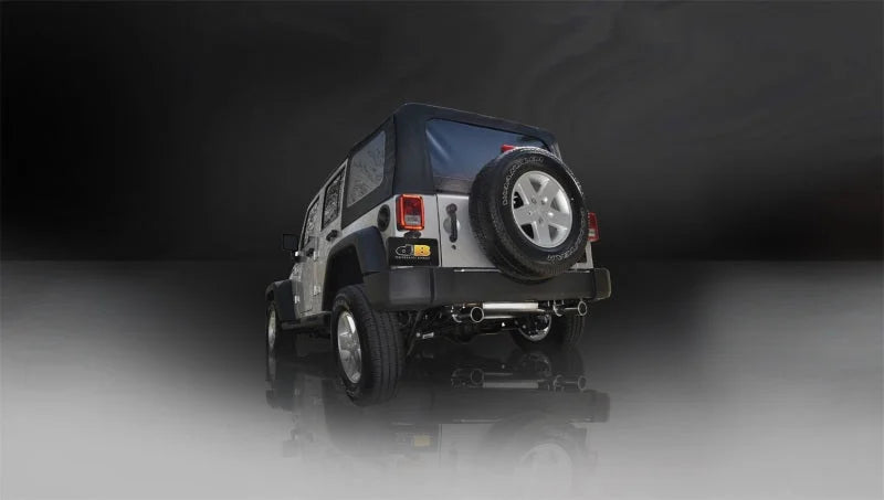 Corsa 2007-2011 Jeep Wrangler 3.8L/12-14 Wrangler 3.6L Polished Sport Axle-Back Exhaust - Side View