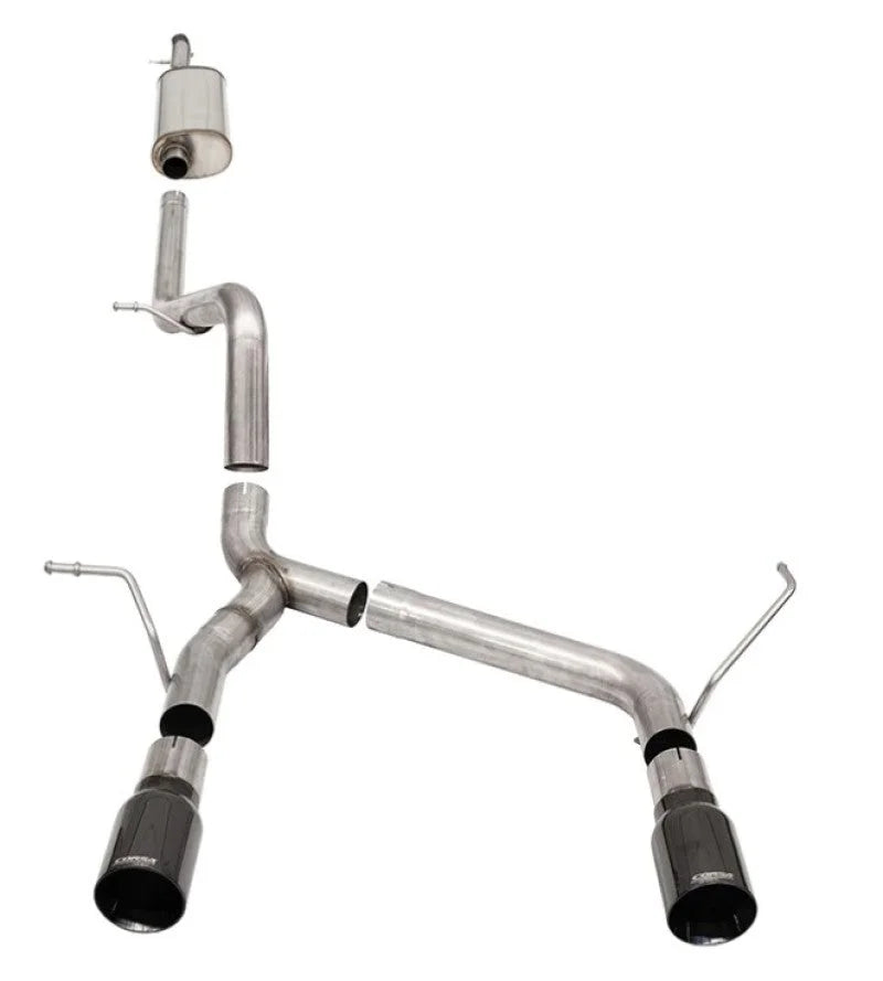 Corsa 2007-2018 Jeep Wrangler JKU 3.6L Sport 2.75in Cat-Back Exhaust w/ Single 4in Black Tips - Side View