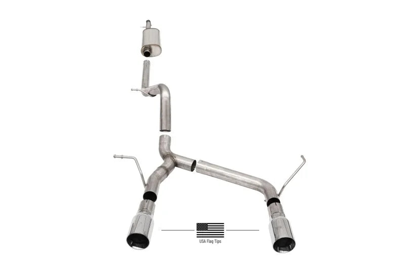 Corsa 2007-2018 Jeep Wrangler JKU 3.6L/3.8L 2.75in Sport Cat-Back Exhaust w/ 4in American Flag Tips - Main Product View