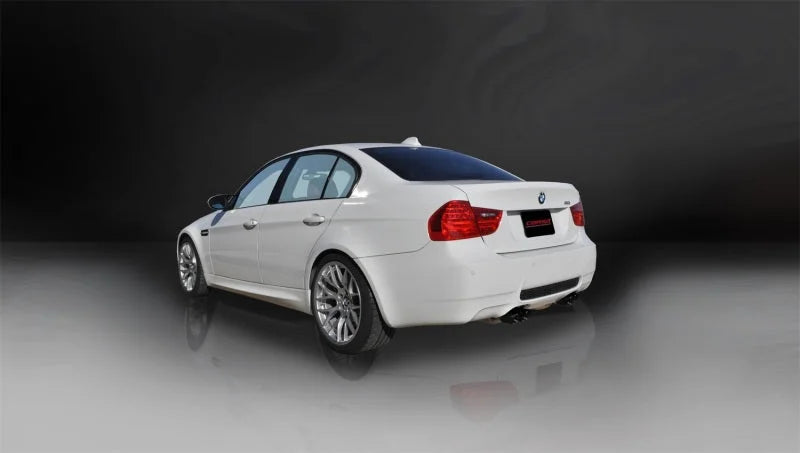 Corsa 2008-2012 BMW M3 E90 Black Sport Cat-Back Exhaust - Side View