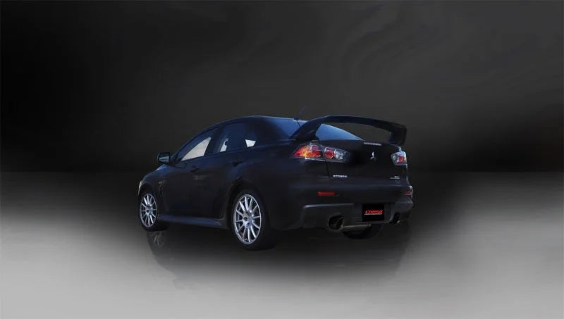 Corsa 2008-2015 Mitsubishi Lancer Evolution X Sedan 2.0L Black Sport Dual Rear Cat-Back Exhaust - Detail View