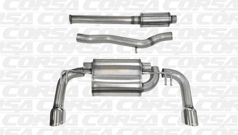 Corsa 2008-2015 Mitsubishi Lancer Evolution X Sedan 2.0L Polished Sport Dual Rear Cat-Back Exhaust - Main Product View