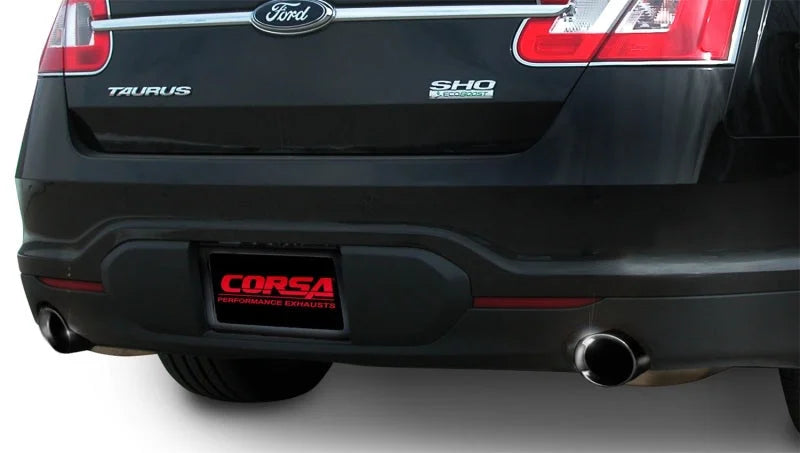 Corsa 2010-2019 Ford Taurus SHO 3.5L V6 Turbo Sport Cat-Back Exhaust w/ Dual 4in Black Tips - Side View