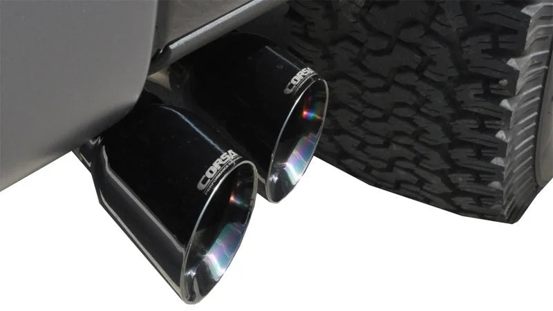 Corsa 2011-2014 Ford F-150 EcoBoost 3.5L V6 Black Sport Cat-Back Exhaust - Side View