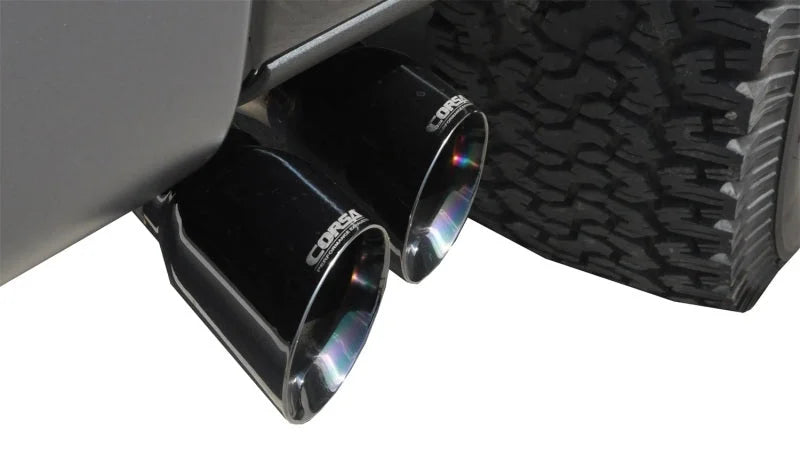 Corsa 2011-2014 Ford F-150 Raptor 6.2L V8 133in Wheelbase Black Xtreme Cat-Back Exhaust - Side View