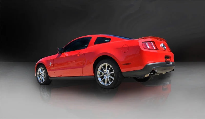 Corsa 2011-2014 Ford Mustang 3.7L V6 Black Sport Axle-Back Dual Rear Exhaust - Side View