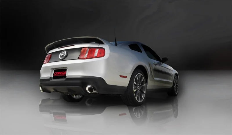 Corsa 2011-2014 Ford Mustang GT/Boss 302 5.0L V8 Polished Sport Axle-Back Exhaust - Side View